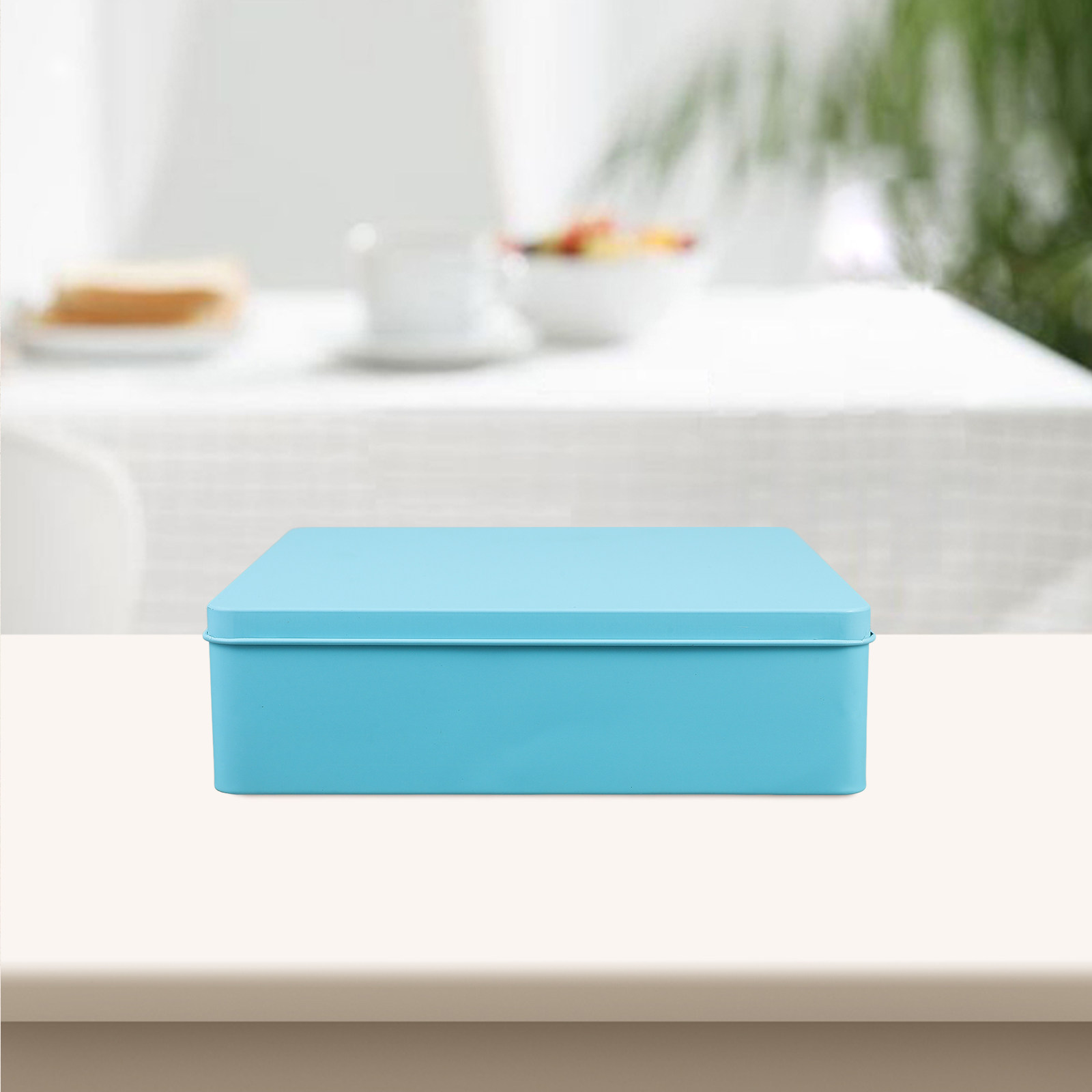 Duży, dekoracyjny, kwadratowy  – Tin Container Lid recenzja i cena